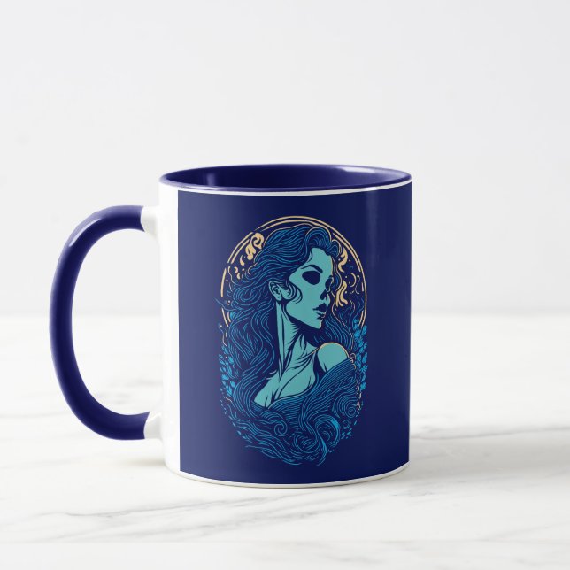 Caneca Retrato de Mulher Gótica de Beleza Crônica (Esquerda)