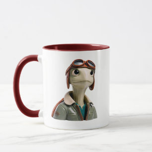 Caneca Retrato de Piloto de Tartaruga Fofo Estilo Vintage