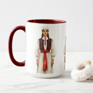 Caneca Retrato de Traje Tradicional Albanês Patrimônio