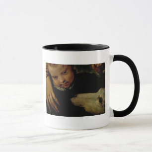 Caneca Retrato de uma mulher com uma criança e um cão,