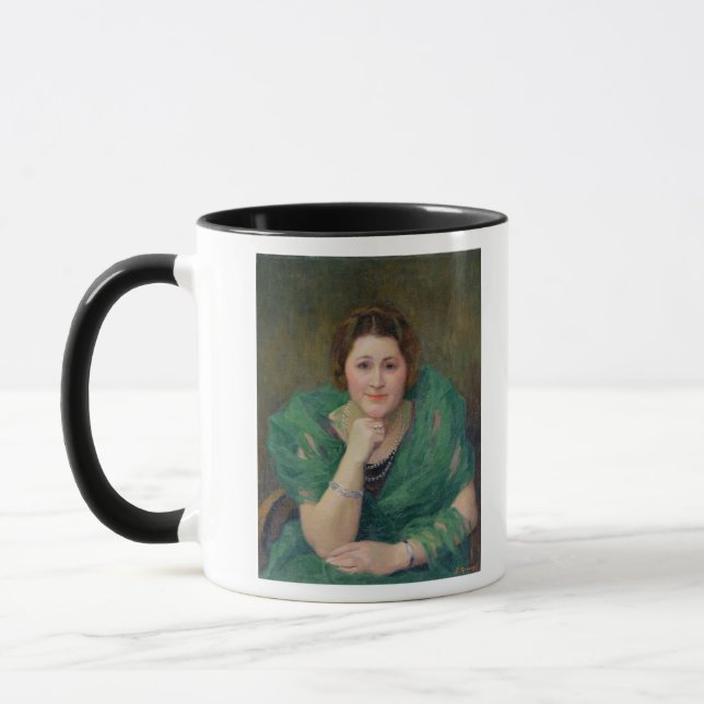Caneca Retrato de uma mulher do russo com um lenço verde (Esquerda)