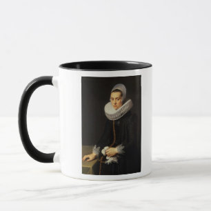 Caneca Retrato de uma senhora em um vestido preto