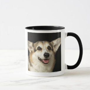 Caneca Retrato do Corgi preto, marrom e branco