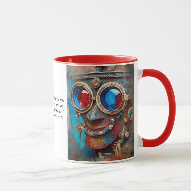 Caneca Retrato do Homem de Lata Steampunk com Citação (Direita)