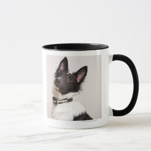 Caneca Retrato do sheepdog de Shetland preto e branco