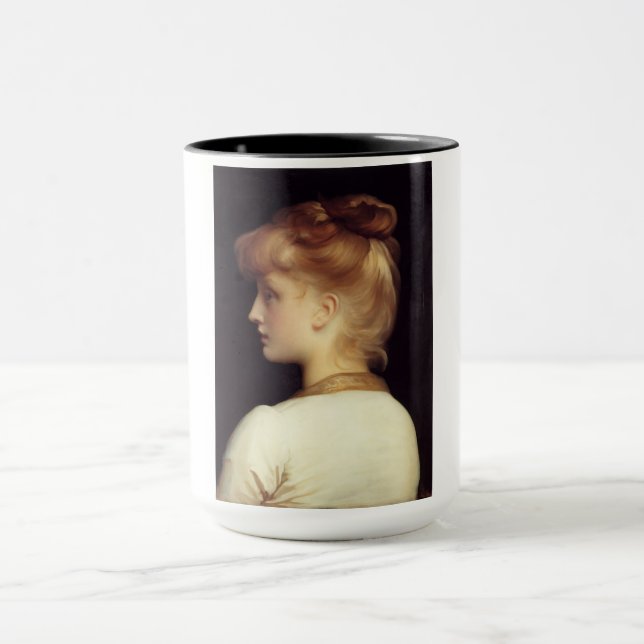 Caneca Retrato feminino de trás (por Frederic Leighton) (Centro)
