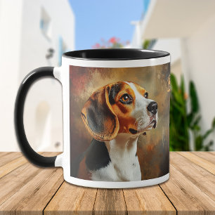Caneca Retrato Impressionante de um Cão Beagle Hound