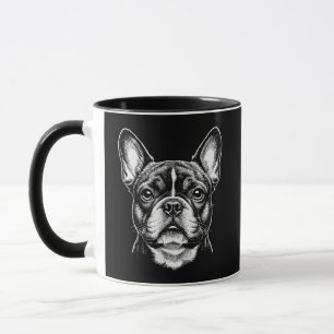 Caneca Retrato Intenso Monocromático de Bulldog Francês