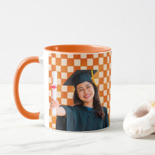 Caneca Retrato Personalizado Xadrez Laranja Graduação