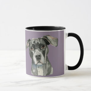 Caneca Retrato preto da aguarela do cão de Pitbull