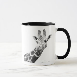 Caneca Retrato preto e branco de um girafa