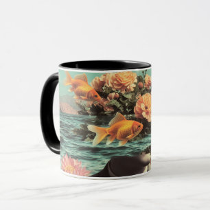 Caneca Retrato Surrealista com Flores de Peixinho e Ocean
