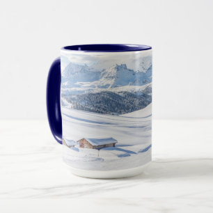 Caneca Retreto de Cabina Paisagem de Neve   Dolomitas