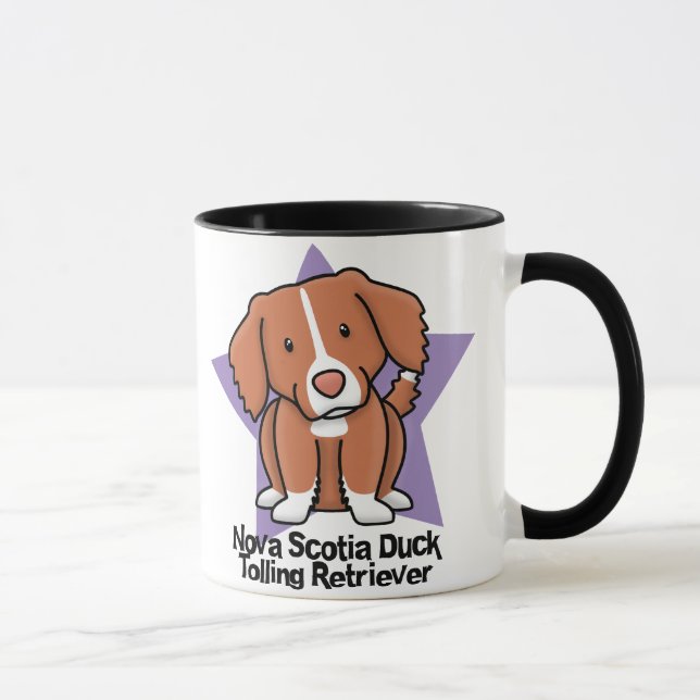 Caneca Retriever anunciando do pato de Nova Escócia da (Direita)