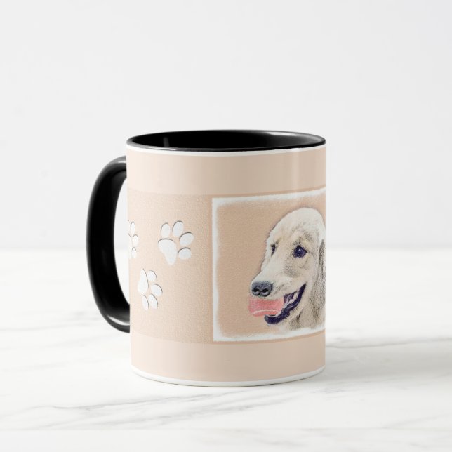 Caneca Retriever ouro com pintura de cachorro de Tênis (Frente Esquerda)