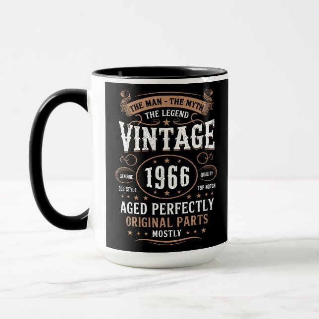 Caneca Retro 1966 Birthday The Man The Legend 60th Bday   (Esquerda)