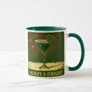 Caneca Retro 50s 4 Folhas de Trevo Martini Irlandês de Na