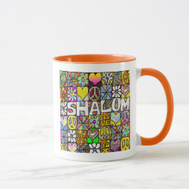 Caneca Retro 60s Psicodélico Shalom LOVE