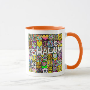 Caneca Retro 60s Psicodélico Shalom LOVE