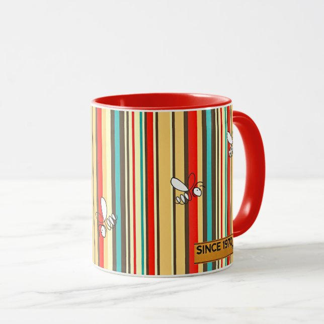 Caneca Retro 70s Brisas de Abelhas Mug de Café (Frente Esquerda)