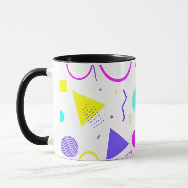 Caneca Retro 80s Memphis Geometric Pattern (Esquerda)