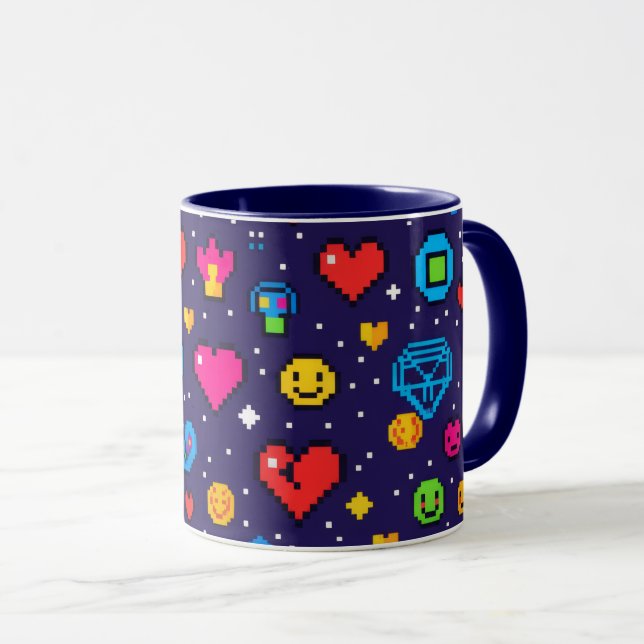 Caneca Retro 8-Bit Pixel Art Gaming Ceramic Mug (Frente Esquerda)