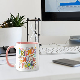 Caneca Retrô Amigos Não Comida, Vegan