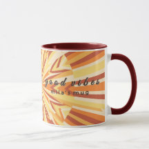 Caneca Retro Anos 70 Good Vibes Nome Personalizado