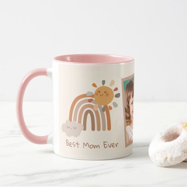 Caneca Retro Arco-Íris Melhor Mãe do Mundo Sol (Com Donut)