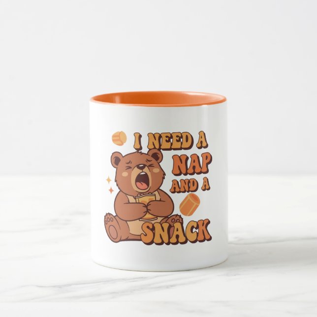 Caneca Retro Bear Nap and Snack Color Inside Mug (Centro)