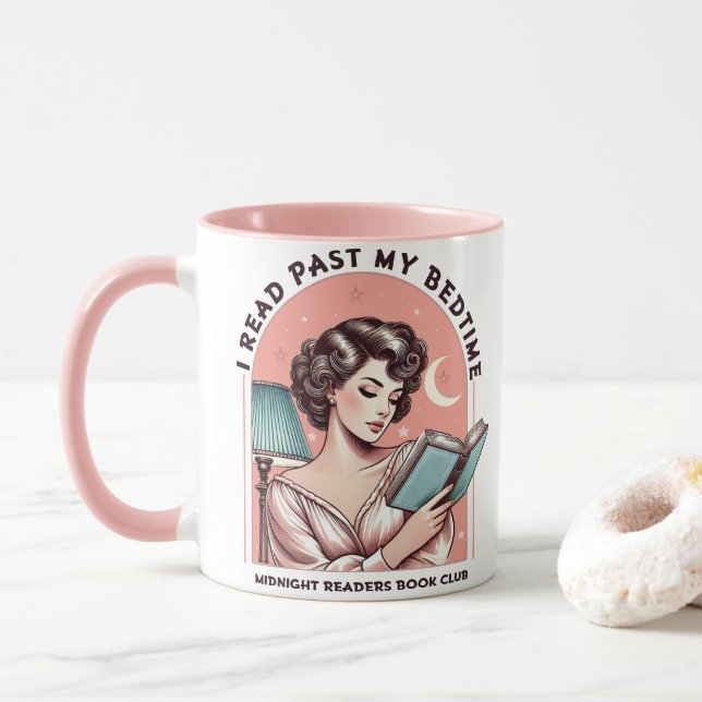 Caneca Retro Book Lover Midnight Reading Club (Com Donut)