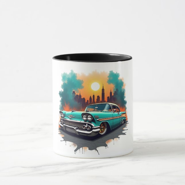 Caneca Retro Car Skyline Vibes Coffee Cup (Centro)
