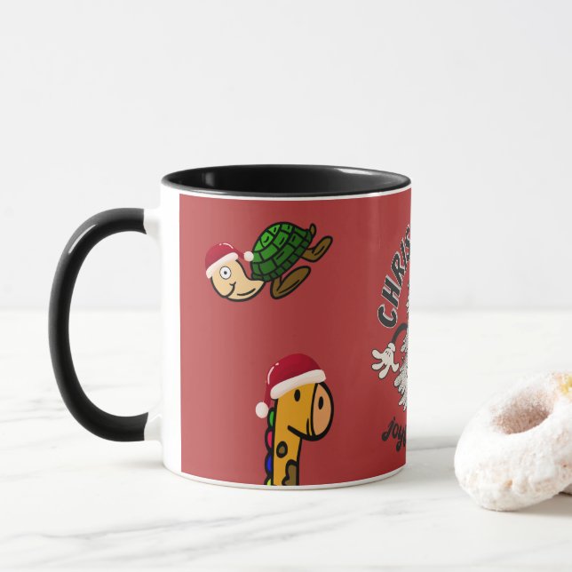 Caneca Retro Cartoon Natal Joyful Season (Com Donut)