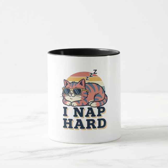 Caneca Retro Cat Nap Humor Color Inside Mug (Centro)