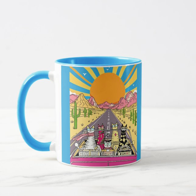 Caneca Retro Cats on Vacation Take a Road Trip (Esquerda)
