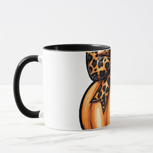 Caneca Retro Coquette Happy Halloween Leopart Pumpkin (Esquerda)