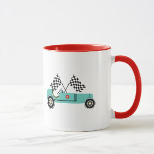 Caneca retro da criança do carro de competência 