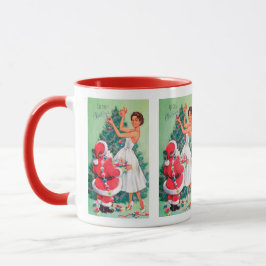 Caneca retro da senhora Feriado do natal vintage