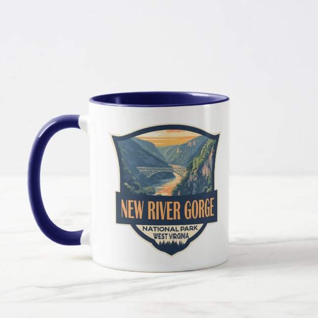 Caneca Retrô de Ilustração do Parque Nacional da Garganta (Esquerda)