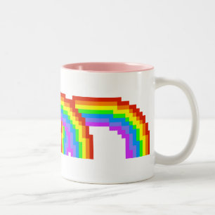 Caneca retro do arco-íris da arte do pixel