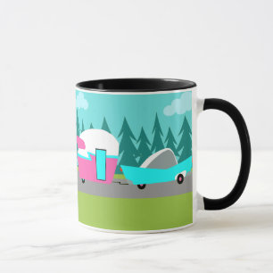Caneca retro do campista/reboque e do carro