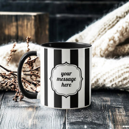 Caneca Retro Elegant Personalized Black and White Stripe