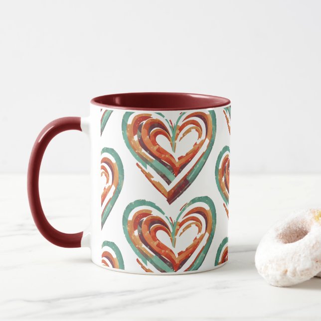 Caneca Retro em Forma de Coração (Com Donut)