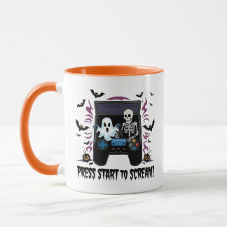 Caneca Rétro Gamer Halloween - Squelette Borne d'arcade