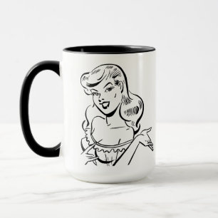 Caneca Retro Garota de Quadrinhos Pin-Up dos Anos