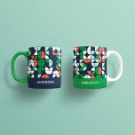 Caneca Retro geométrico azul verde verde-azul moderno app<br><div class="desc">design de prato de Natal moderno,  verde-azul-azul e geométrico</div>