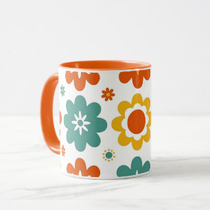Caneca Retro Geométrico Flor do Poder Boho dos Anos 70