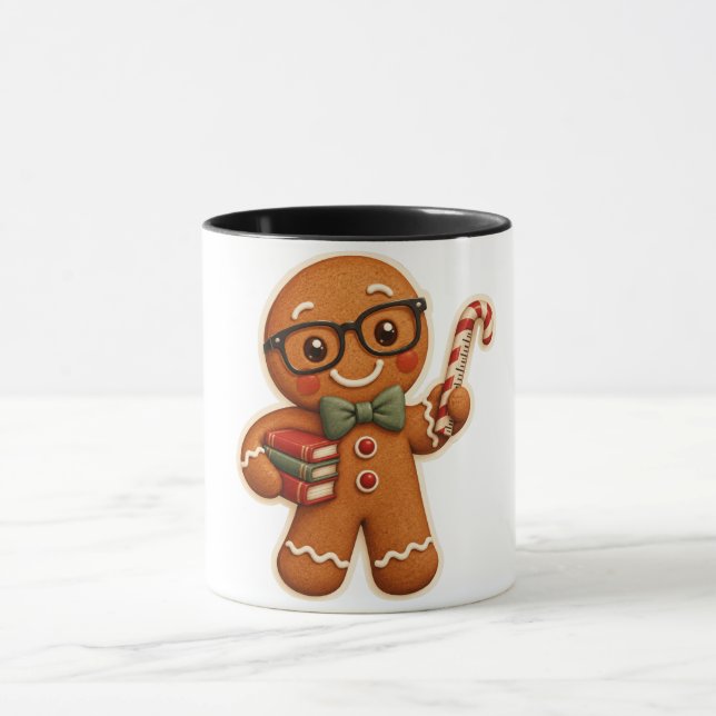 Caneca Retro Gingerbread Teacher Christmas Custom Mug (Centro)