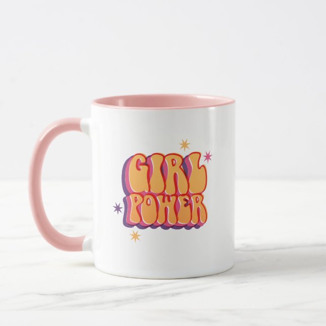 Caneca Retro "GIRL POWER" Mug – Bold Feminine Energy (Esquerda)