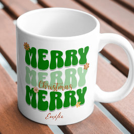 Caneca Retro Groovy Green - Nome do Boho de Natal Feliz